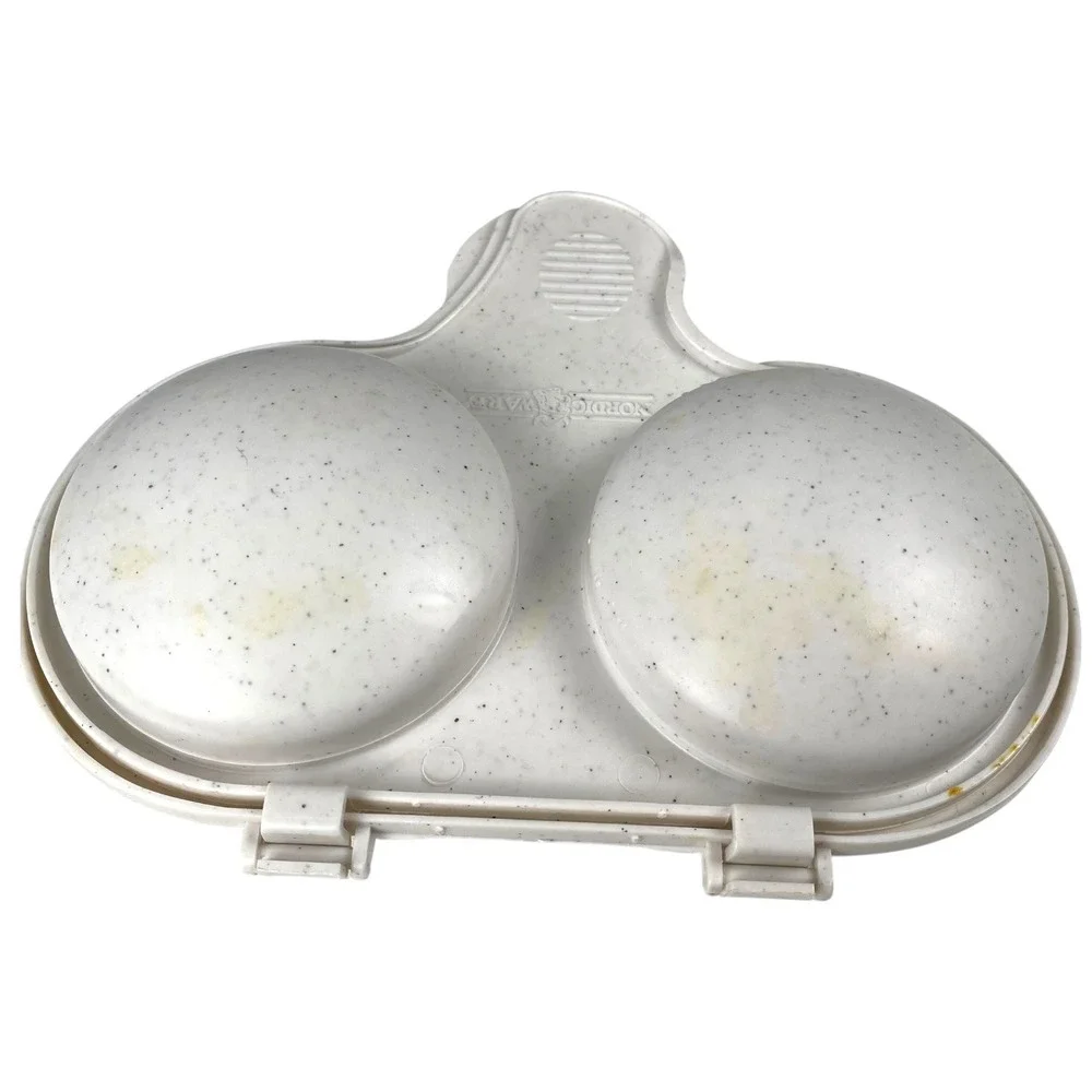 Nordic Ware Microwave Egg Poacher Dual Cavity Speckled White Dishwasher Safe USA